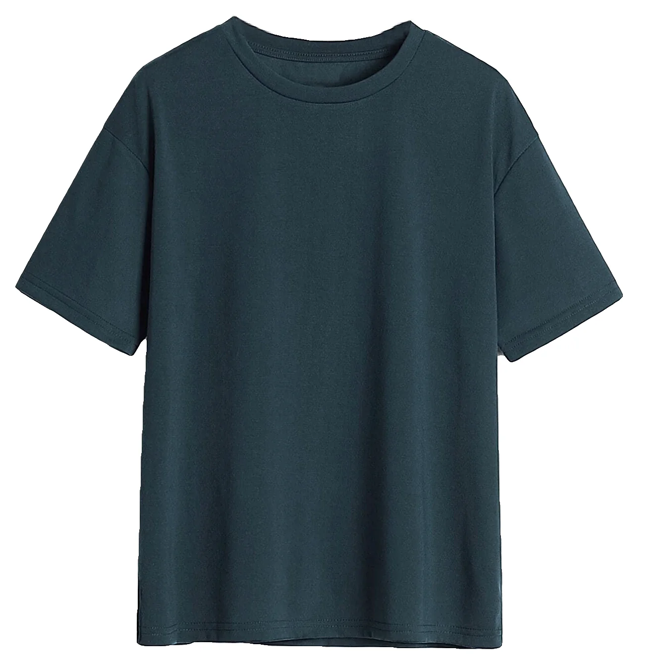 T-Shirt Unisex Men's Basic Plain Blank Crew Tee Tops Shirts - Dark Blue