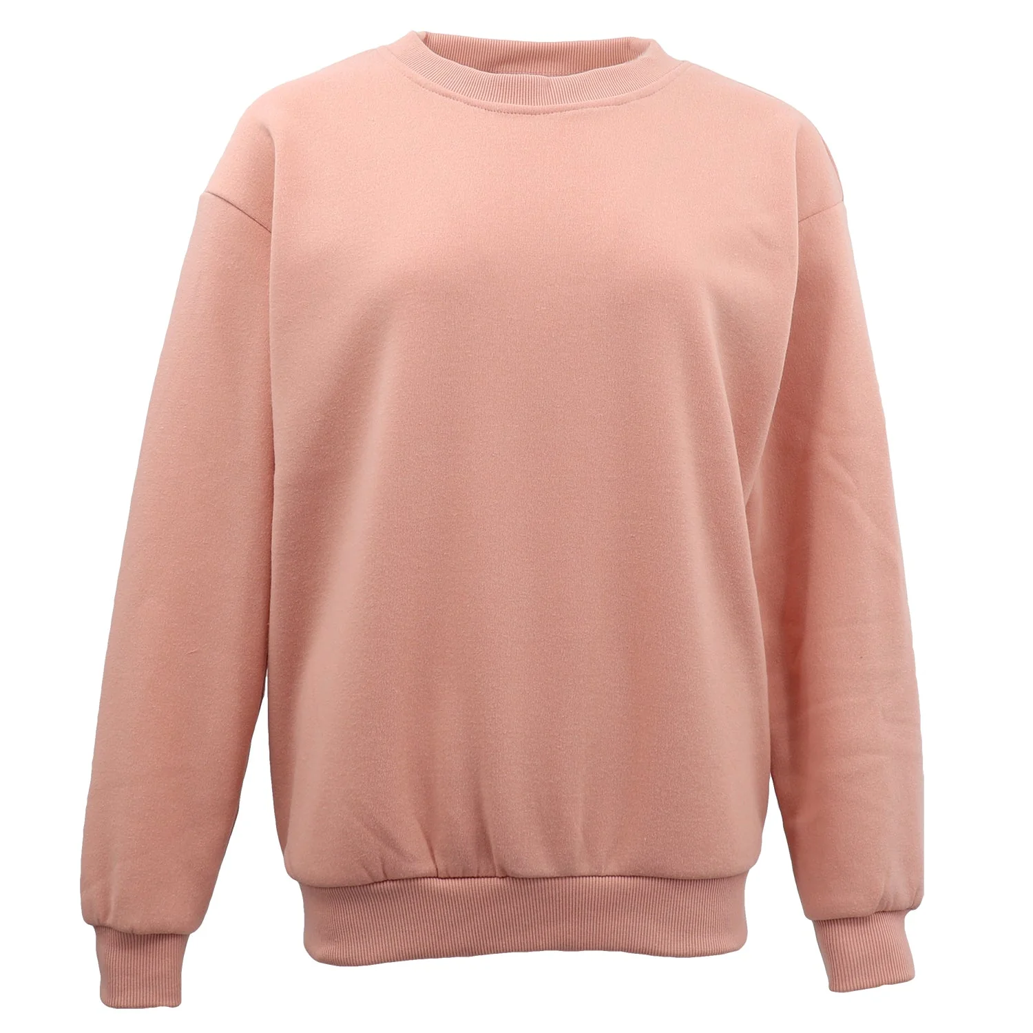 Womens Long Sleeve Crew Neck Sweater - Wash Pink
