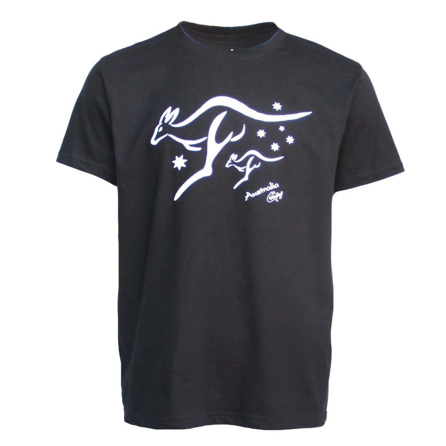 Womens Kangaroo Tee Top T Shirt - Black